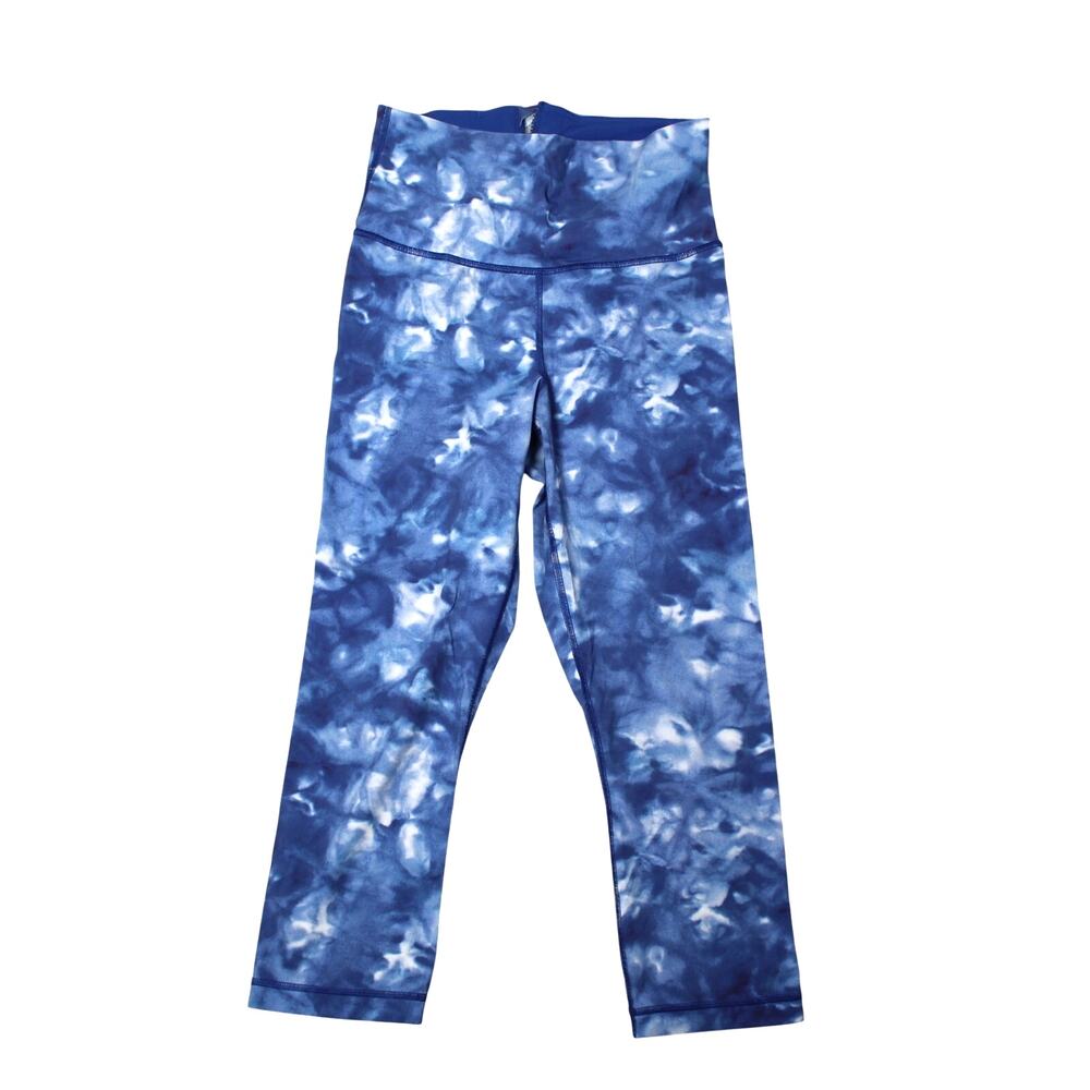 Lululemon Swim Leggings Womens 8 Run with the Waves Blue Tie Dye Crop Pool Ocean